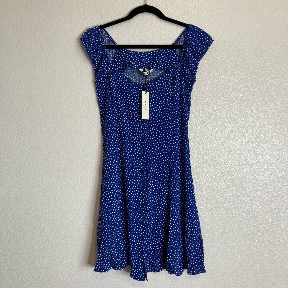 New Rolla’s Erin Mini Tulips Button Front Short Sleeves Fit Flare Dress - Picture 4 of 13